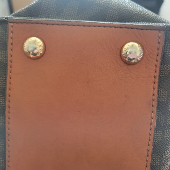 Michael Kors Signature Shoulder Bag Brown with Gold Trim Striking Large - Picture 6 of 13